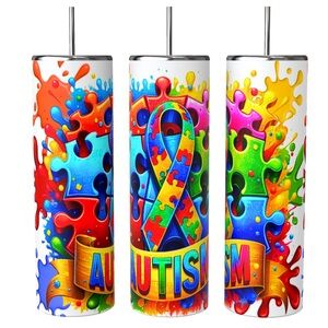 30ox AUTISM STAINLESS STEEL SUBLIMATED DOUBLE WALL INSULATED TUMBLER